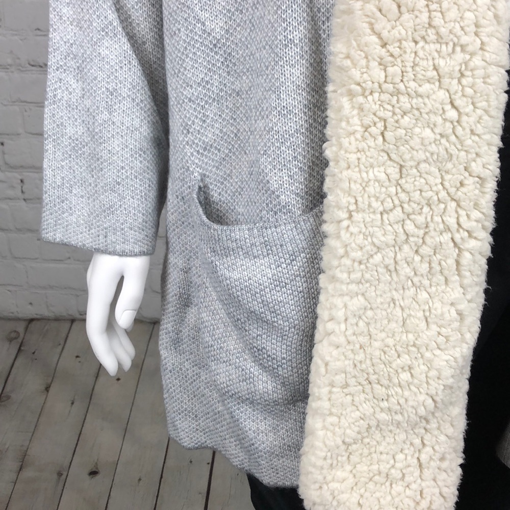 Only Size 1X Left! Style & Co Gray Heather Sherpa Cardigan Plus Size - Picture 6 of 6